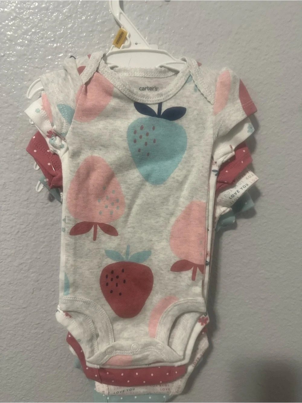 Carter's Mint Green Polka Dot One-Piece with Red Strawberry Graphic